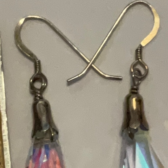 Stunning Sterling Silver Crystal Drop Earrings - Picture 3 of 4